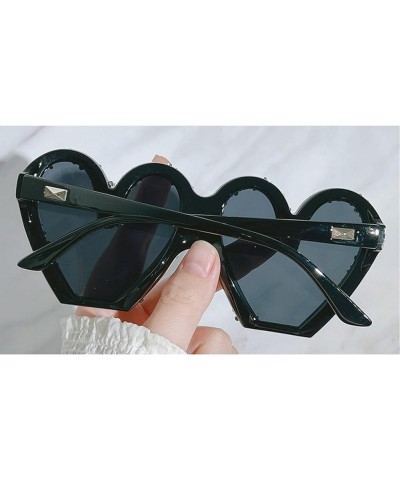 Sparkling Heart Crystal Sunglasses Female Diamond Sunglasses Heart Shape Rhinestone Sunglasses for Women Black $10.88 Oversized