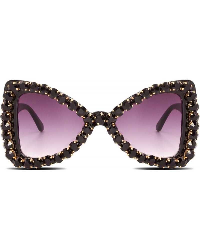 Bling Bedazzled Rhinestone Sunglasses for Women Sparkly Glitter Diamond Rave Glasses Elton Disco Accessories 1 - Black $11.38...