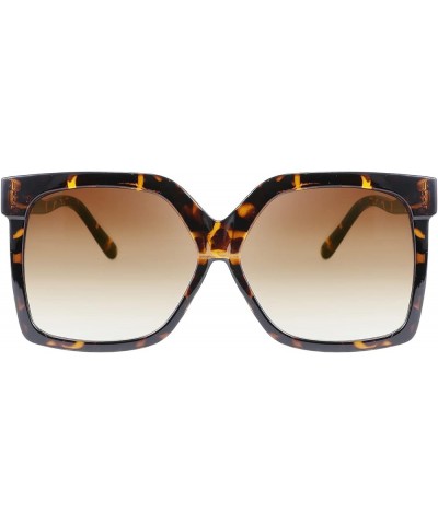 Oversize Square Frame Butterfly Sunglasses Simple Fashion Style Bent Legs Design Eyewear B2762 Leopard Frame & Gradual Tea Le...