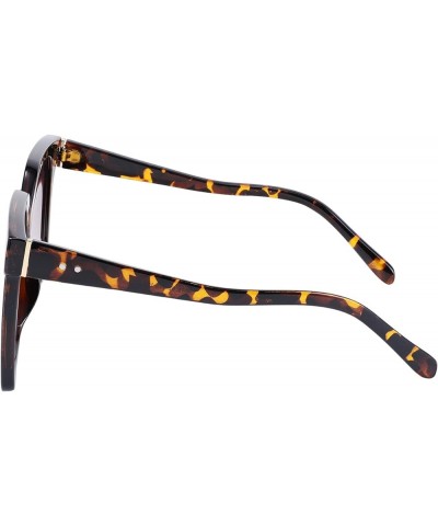 Oversize Square Frame Butterfly Sunglasses Simple Fashion Style Bent Legs Design Eyewear B2762 Leopard Frame & Gradual Tea Le...