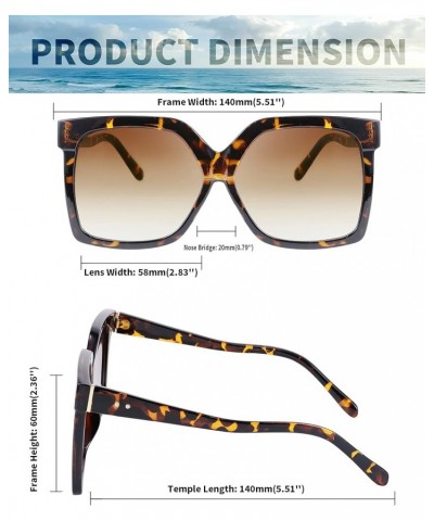 Oversize Square Frame Butterfly Sunglasses Simple Fashion Style Bent Legs Design Eyewear B2762 Leopard Frame & Gradual Tea Le...