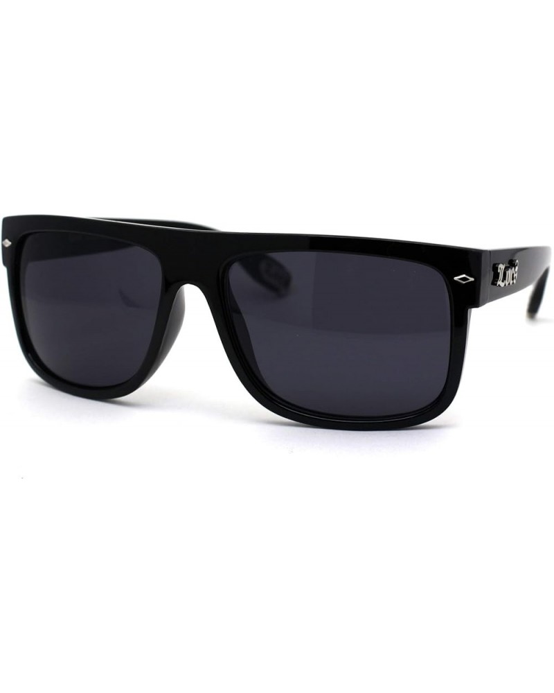 Locs Hipster Gangster Hardcore Flat Top Horn Rim Sunglasses Shiny Black $10.17 Rectangular