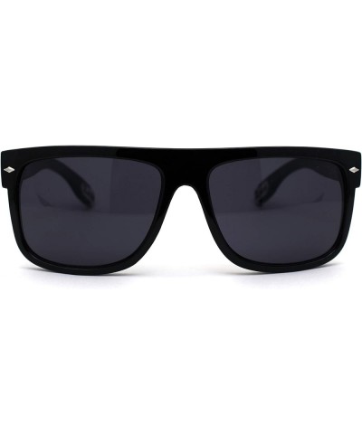 Locs Hipster Gangster Hardcore Flat Top Horn Rim Sunglasses Shiny Black $10.17 Rectangular