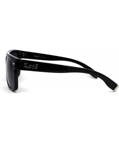 Locs Hipster Gangster Hardcore Flat Top Horn Rim Sunglasses Shiny Black $10.17 Rectangular