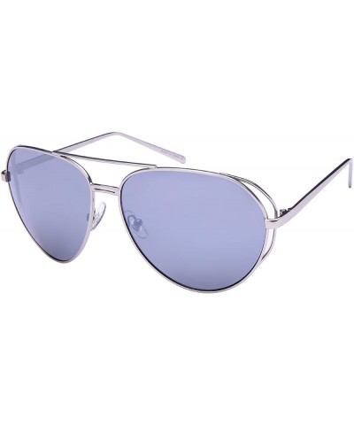 Aviator Sheild Cut Out w/Color Mirror Lens 25141-REV Matte Silver Grey $8.99 Aviator