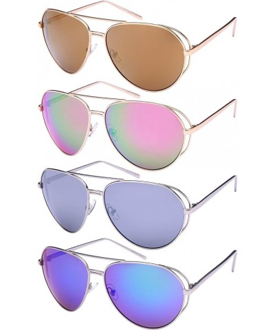 Aviator Sheild Cut Out w/Color Mirror Lens 25141-REV Matte Silver Grey $8.99 Aviator