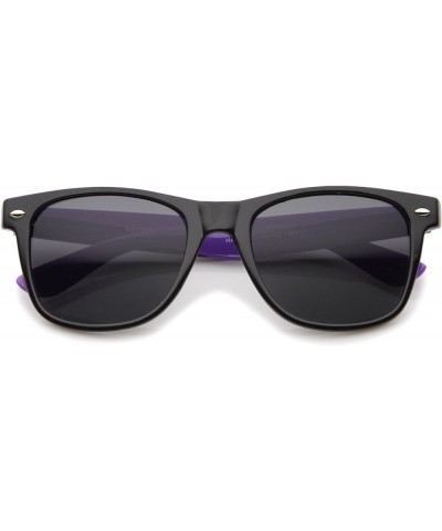 Classic Retro Two-Toned Neon Color Temple Horn Rimmed Sunglasses 54mm Shiny Black-purple / Smoke $8.79 Wayfarer