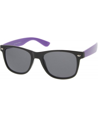 Classic Retro Two-Toned Neon Color Temple Horn Rimmed Sunglasses 54mm Shiny Black-purple / Smoke $8.79 Wayfarer