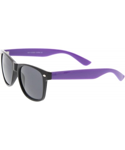 Classic Retro Two-Toned Neon Color Temple Horn Rimmed Sunglasses 54mm Shiny Black-purple / Smoke $8.79 Wayfarer