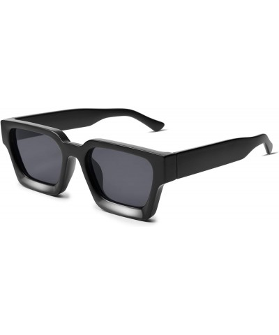 Thick Square Sunglasses for Men Women Retro Chunky Rectangle Shades UV400 Protection VL9731 C2.5 - Matt Black $11.99 Wayfarer