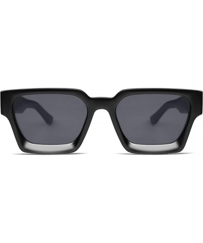 Thick Square Sunglasses for Men Women Retro Chunky Rectangle Shades UV400 Protection VL9731 C2.5 - Matt Black $11.99 Wayfarer