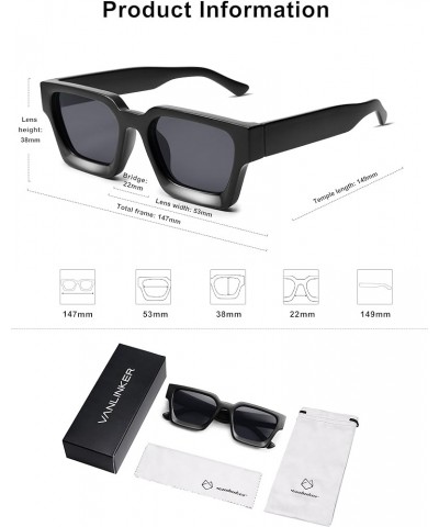 Thick Square Sunglasses for Men Women Retro Chunky Rectangle Shades UV400 Protection VL9731 C2.5 - Matt Black $11.99 Wayfarer