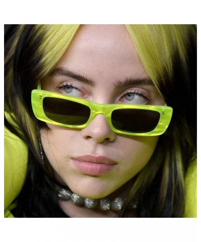 2020 New Lime Green Square Frame Sunglasses Women Men Rectangle Sun Glasses Fashion Yellow Square Eyewear Lime Green&gray $13...