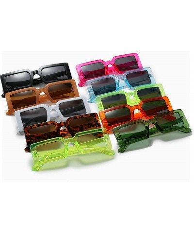 2020 New Lime Green Square Frame Sunglasses Women Men Rectangle Sun Glasses Fashion Yellow Square Eyewear Lime Green&gray $13...