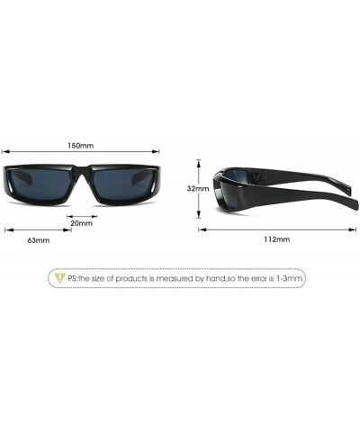 Fashion Y2K Wrap Around Sunglasses Women Shield Sunglasses Men Futuristic Square Sun Glasses Black/Grey $10.31 Goggle