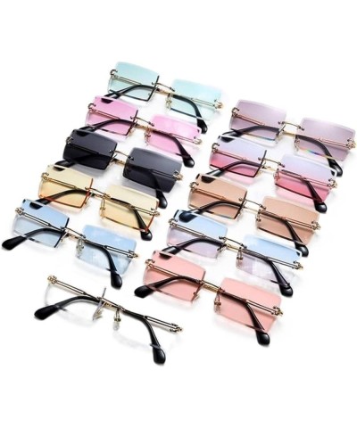 Frameless Trimming Square Gradient Color Ocean Sunglasses Fashion Street Shooting Fashion Ink Shanghuangxiafen One Size $14.2...