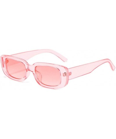 Rectangle Sunglasses for Women Retro Fashion Sunglasses UV 400 Protection Square Frame Eyewear Transparent Pink $9.27 Aviator