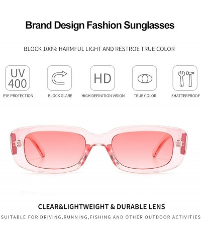 Rectangle Sunglasses for Women Retro Fashion Sunglasses UV 400 Protection Square Frame Eyewear Transparent Pink $9.27 Aviator