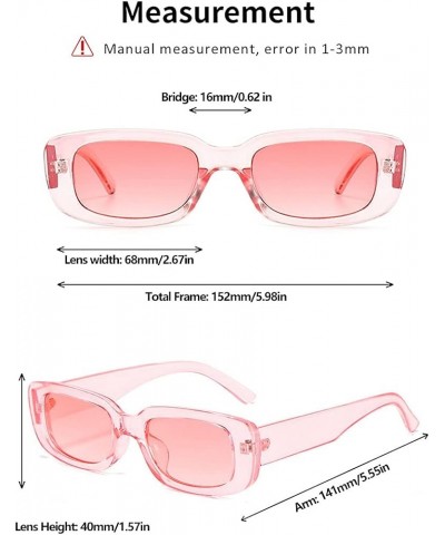 Rectangle Sunglasses for Women Retro Fashion Sunglasses UV 400 Protection Square Frame Eyewear Transparent Pink $9.27 Aviator