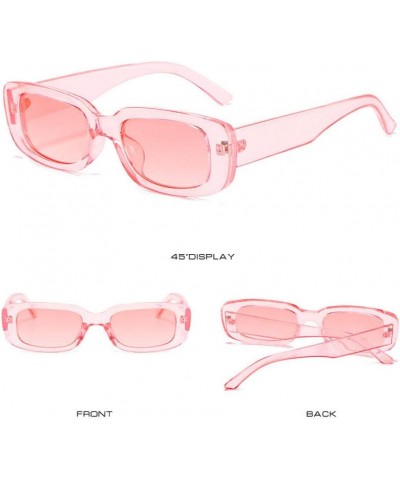 Rectangle Sunglasses for Women Retro Fashion Sunglasses UV 400 Protection Square Frame Eyewear Transparent Pink $9.27 Aviator