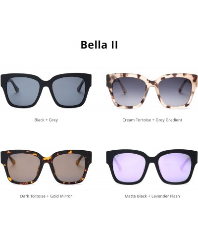 Bella II Oversized Designer Square Sunglasses for Women UV400 Protection, Black Trendy Fashion Frames Dark Tortoise + Gold Mi...