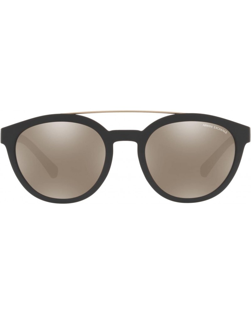 A|X ARMANI EXCHANGE AX4118S Round Sunglasses, Matte Black/Light Brown Mirrored Dark Gold, 54 mm $24.50 Round