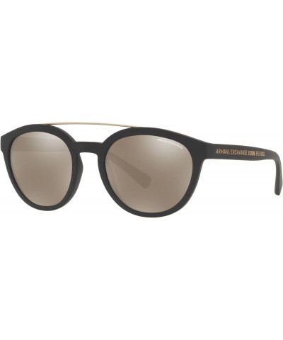 A|X ARMANI EXCHANGE AX4118S Round Sunglasses, Matte Black/Light Brown Mirrored Dark Gold, 54 mm $24.50 Round