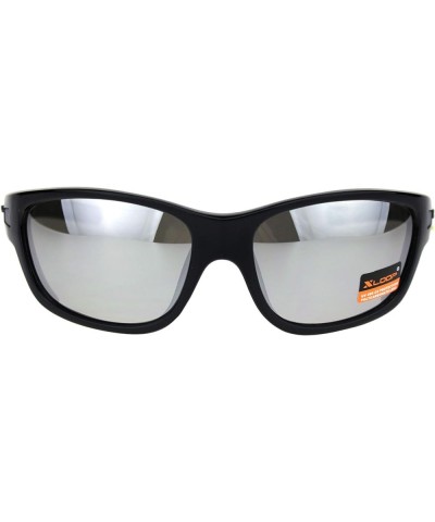 Xloop Sunglasses Mens Wrap Around Side Cover Oval Shield Frame UV 400 Black Grey (Silver Mirror) $8.13 Shield