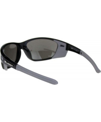 Xloop Sunglasses Mens Wrap Around Side Cover Oval Shield Frame UV 400 Black Grey (Silver Mirror) $8.13 Shield