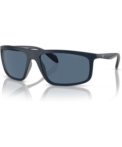 Men's Ea4212u Universal Fit Rectangular Sunglasses Matte Blue/Rubber Grey/Dark Blue $24.35 Rectangular