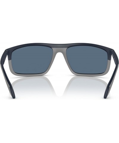 Men's Ea4212u Universal Fit Rectangular Sunglasses Matte Blue/Rubber Grey/Dark Blue $24.35 Rectangular