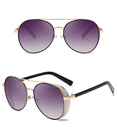 Globalwells Sunglasses for Women men, Modern street style Mirrored Lenses Metal Frame Sunglasses UV400 Blue Pink $10.63 Designer