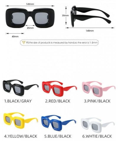 Retro Y2K Square Candy Color Women Sunglasses Shades UV400 Fashion Thick Frame Men Red Yellow Unique Sun Glasses Black $10.97...