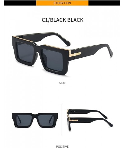 Square Fashion Retro Men and Women Sunglasses for Outdoor Vacation (Color : G, Size : Medium) Medium D $17.00 Designer