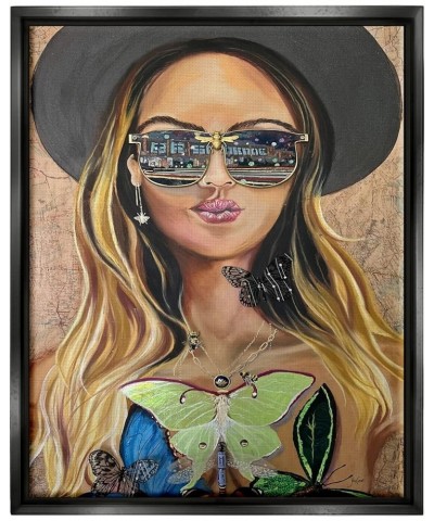 Trendy Woman Luna Moth City Reflection Sunglasses Canvas Wall Art, Design by Stacy Gresell Black Floater Framed 17 x 21 $41.1...