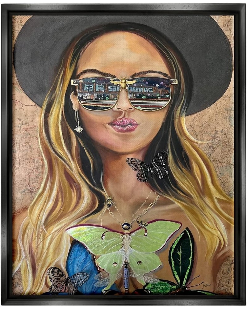 Trendy Woman Luna Moth City Reflection Sunglasses Canvas Wall Art, Design by Stacy Gresell Black Floater Framed 17 x 21 $41.1...