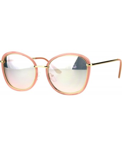 Womens Sunglasses Vintage Retro Design Square Frame Fashion Shades Pink (Peach Mirror) $9.87 Square