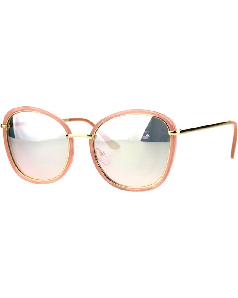 Womens Sunglasses Vintage Retro Design Square Frame Fashion Shades Pink (Peach Mirror) $9.87 Square