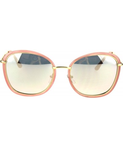 Womens Sunglasses Vintage Retro Design Square Frame Fashion Shades Pink (Peach Mirror) $9.87 Square