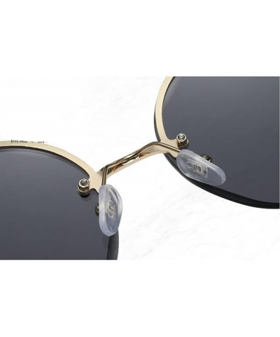 Round Rhinestone Sunglasses for Women Diamond Cutting Lens Metal Temples Trend Rimless Gradient Sun Glasses Blue&pink $11.15 ...