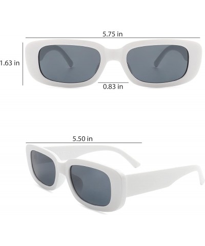 Retro Rectangle Sunglasses for Women, Trendy 90's Vintage Sunglasses, UV400 Protection, Narrow Square Frame White $8.24 Recta...