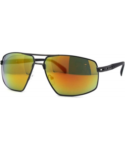 Xloop Mens Rectangular Racer Metal Rim Sport Sunglasses Gunmetal Orange Mirror $9.87 Sport