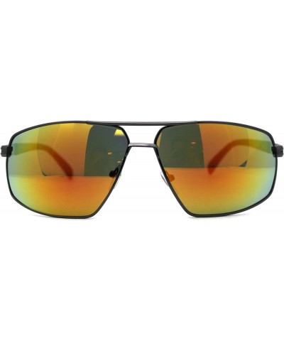 Xloop Mens Rectangular Racer Metal Rim Sport Sunglasses Gunmetal Orange Mirror $9.87 Sport