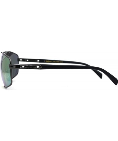 Xloop Mens Rectangular Racer Metal Rim Sport Sunglasses Gunmetal Orange Mirror $9.87 Sport