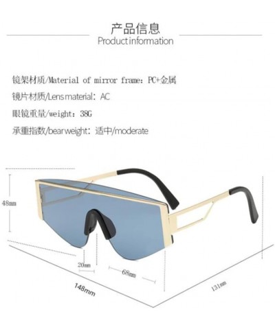 Half Frame Eyebrow One-Piece Ocean Piece UV Proof Sunglasses Men and Women's Metal Glasses (Gold Frame Yellow Flakes) Gold Fr...