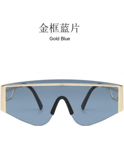 Half Frame Eyebrow One-Piece Ocean Piece UV Proof Sunglasses Men and Women's Metal Glasses (Gold Frame Yellow Flakes) Gold Fr...