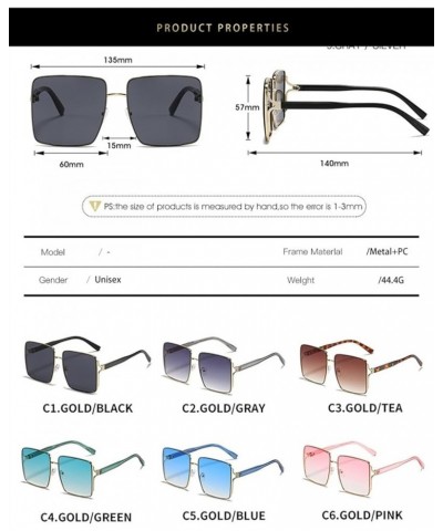 Square Frame Fashion Large Frame Sunglasses for Men and Women (Color : F, Size : Medium) Medium E $22.43 Designer