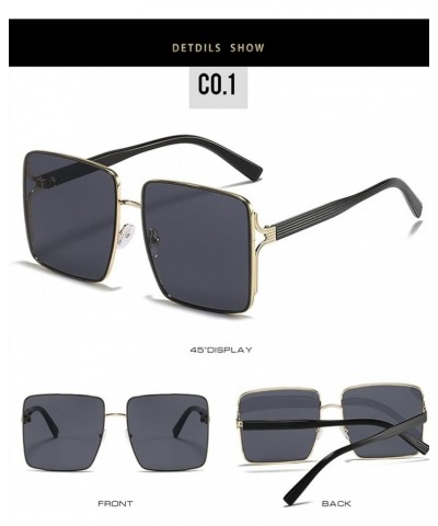 Square Frame Fashion Large Frame Sunglasses for Men and Women (Color : F, Size : Medium) Medium E $22.43 Designer