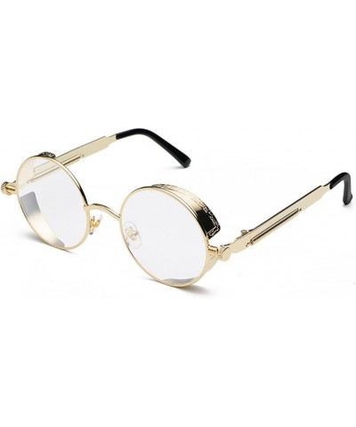 Men and Women Fashion Trend Glasses Retro Metal Round Frame Sunglasses Hip Hop Sunglasses Color Lens Gold Frame $8.20 Round