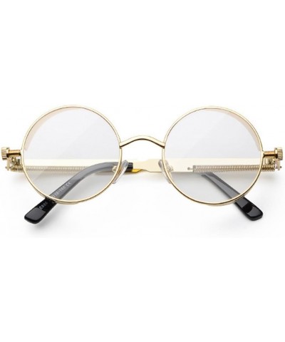 Men and Women Fashion Trend Glasses Retro Metal Round Frame Sunglasses Hip Hop Sunglasses Color Lens Gold Frame $8.20 Round